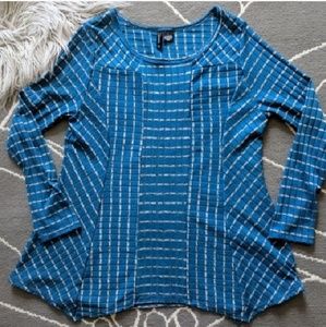 New Directions Striped Asymmetrical Tunic Blue L